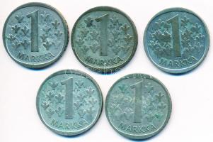Finnország 1964S-1968S 1M Ag (5x) csak klf évszám T:2,2- Finland 1964S-1968S 1 Markkaa Ag (5x) only diff. dates C:XF,VF