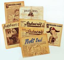 1862-1950 Régi magyar élclapok 8 db különböző száma: Bolond Miska (1862), Borsszem Jankó (1872), Fidibusz (1917) Pesti izé (1947), Szabad száj (1950), darabonként változó állapotban