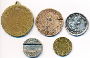 5db vegyes külföldi zseton, közte Franciaország 1937. Fém telefonérme T:vegyes 5pcs of mixed tokens, with France 1937. Metal telephone token C:mixed