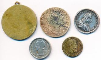 5db vegyes külföldi zseton, közte Franciaország 1937. Fém telefonérme T:vegyes
5pcs of mixed tokens,...