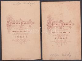 cca 1870 Werfer Károly kassai nyomdász és felesége, 2 db keményhátú fotó, 6x10 cm
