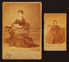cca 1870 Hölgyportrék, Nagyvárad Mezey és Veress Ferenc műterméből, keményhátú fotó, 6x10  és 11x16 cm