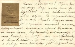 Nemzeti Áldozatkészség Szobor segélylap / Hungarian charity card Emb.