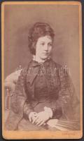 cca 1870 Bakálovich Emma, Reviczky Gyula múzsája, keményhátú fotó, 6x10 cm