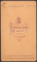 cca 1870 Bakálovich Emma, Reviczky Gyula múzsája, keményhátú fotó, 6x10 cm