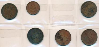 Finnország 1866-1917. 5p (11x) + 1865-1915. 10p (5x) T:vegyes
Finland 1866-1917. 5 Pennia (11x) + 18...