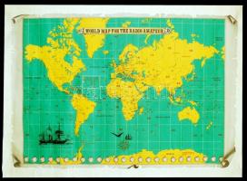 cca 1960 Amatőr rádiós világ térkép. / World map for the radio amateur. 54x73cm