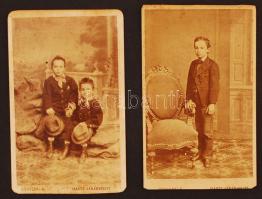 cca 1870 Gyerekek, Marosvásárhely, 2 db keményhátú fotó, 6x10 cm