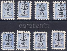 Magyar Folyam és Tengerhajózási Részvénytársaság sor, 8 db bélyeg (nem ismert)
