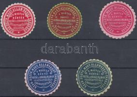 Szabad Osztrák-Magyar Vasút Társaság, Magyar bányák igazgatósága Budapest és Resica 5 db pecsétbélyeg