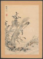 Olvashatatlan jelzéssel: Szárnyaló madár, tusrajz, papír, 20,5×14,5 cm