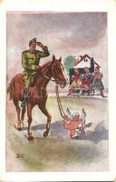 Hungarian WWII romantic art postcard s: BE