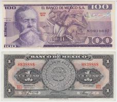 Mexikó 1967-1979. 1P + 100P T:II,I Mexico 1967-1979. 1 Peso + 100 Pesos C:XF,UNC