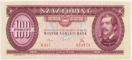 1975. 100Ft nyomdai festékfoltokkal,papírráncos T:I