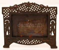 Antik fém asztali fényképtartó, fotóméret 12x8 cm, 18x16 cm