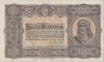 1923. 100K "Magyar Pénzjegynyomda Rt. Budapest" T:II-