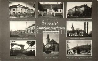 Székelykeresztúr, Unitárius főgimnázium, Állami tanítóképző, Kossuth Lajos tér, Gyárfás kúria / grammar school, teacher training institute, square, villa