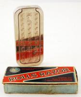 Rolls Razor régi fém borotva eredeti dobozában, leírással