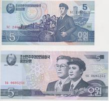 Észak-Korea 1998-2002. 5W (2x) T:I North Korea 1998-2002. 5 Won (2x) C:UNC