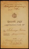 1920 Gyógyszerész számára kiállított igazoló jegy fényképpel, okmánybélyeggel