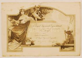 1917 A Szegedi Gyorsírók Egyesülete által kiállított díszes litho oklevél versenyen elért eredményért