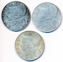 Ausztria 1957-1973. 10Sch Ag (3x) T:2- forrasztásnyom Austria 1957-1973. 10 Schilling Ag (3x) C:VF soldering mark
