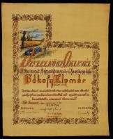 1941 Bp., A Budapesti Bérautófuvarozók Ipartársulata által kiállított díszes, kézzel készített oklevél