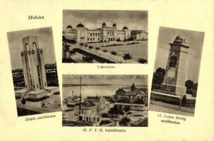 Mohács, Városháza, II. Lajos király emlékműve, MFTR hajóállomás (EK)