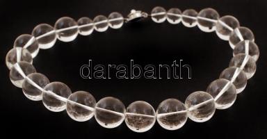 Hegyikristály gyöngysor ezüst (Ag) kapoccsal, h: 42 cm