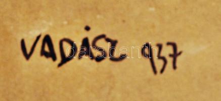 Vadász jelzéssel: Kikötői forgalom 1937, akvarell, papír, 32,5×26,5 cm