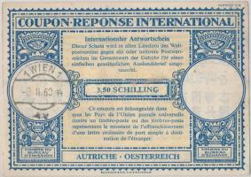 Ausztria 1960. 3,5Sch "Nemzetközi válaszdíjszelvény" T:I- hajtatlan, ly. Austria 1960. 3,5 Schilling "International Response Coupon" C:AU unfolded, hole