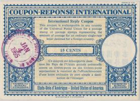 Amerikai Egyesült Államok 1965. 15c "Nemzetközi válaszdíjszelvény" T:II  USA 1965. 15 Cents "International Response Coupon" C:XF