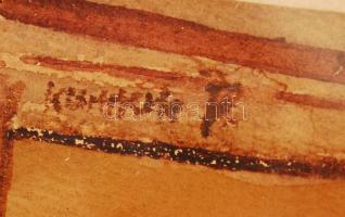 Kümmerle jelzéssel: Merengés, akvarell, papír, üvegezett, díszesen faragott fa keretben, 23×17 cm