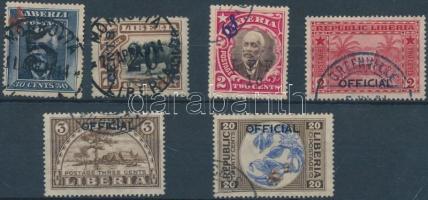 1914-1921 6 diff official overprinted stamps, 1914-1921 6 klf hivatalos felülnyomott bélyeg