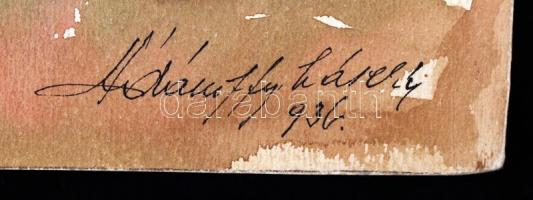 Ádámffy László (1902-?): Utca részlet. Akvarell, papír, jelzett, apró szakadással, 29×36 cm