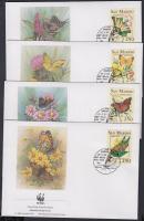 WWF Butterflies stripe of 4 + 4 FDC WWF Lepkék négyescsík + 4 FDC