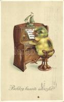 Easter, Piano playing chicken (EB)