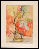 Fonyódi Kálmán (1936-): Szobanövény. Akvarell, papír, jelzett, paszpartuban, 28×40 cm