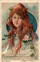 Red hair girl, Bruno Bürger &amp; Ottillie No. 2255. litho (b)