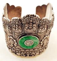 Ezüst (Ag) karperec repülő Buddha és jáde díszítéssel, jelzett, br: 96,1 g