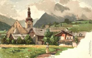 Vipiteno, Sterzing (Tirol) Pfarrkirche / church litho s: P. Schmohl
