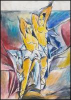 Takács jelzéssel: 6 db illusztráció a 1991-es Playboy újság számára. Vegyes technika, papír, 2 db jelzett, 18×11-28×21 cm