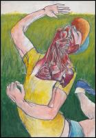 Takács jelzéssel: 6 db illusztráció a 1991-es Playboy újság számára. Vegyes technika, papír, 2 db je...