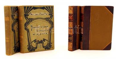 4 db regény-Mikszáth Kálmán: Nagyságos Katánghy Menyhért képviselő úr viszontagságos élete. Bp., 1903, Révai Testvérek; Mikszáth: A kis prímás; Magyarország lovagvárai. Bp., Révai Testvérek. Kiadói festett egészvászon kötés, kissé kopottas állapotban; Jókai Mór: A kőszívű ember fiai II.; Egy az Isten. Kiadói aranyozott gerincű félbőr kötés, kissé kopottas állapotban.