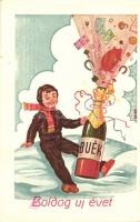 New Year, chimneysweeper with champagne (EK)