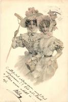 1899 Hölgyek gereblyével litho, 1899 Ladies with rake litho