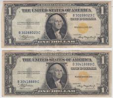 Amerikai Egyesült Államok 1935A 1$ (2x) sárga pecséttel T:III USA 1935A 1 Dollar (2x) with yellow seal C:F