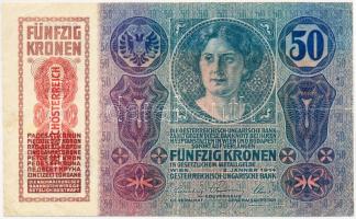 1914. 50K piros "Deutschösterreich" felülbélyegzéssel T:III