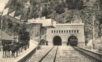 Simplon Tunnel, horse cart, locomotive (Rb)