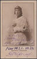 Beregi Oszkár (1876- 1965) magyar színész, rendező aláírása, ajánlása az őt ábrázoló fotólapon.